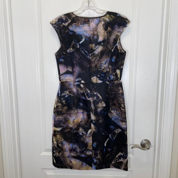Piazza Sempione Artsy Marble Print Dress 100% Silk Made in Italy Midi 44 US 10 - Picture 5 of 5